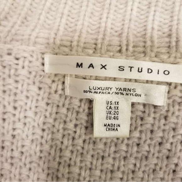 Max Studio Luxury Yarns Alpaca blend Long Open front Cable Knit Cardigan 1X - Picture 4 of 5